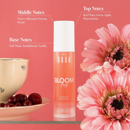 Goda Hair Perfume Spray for Women, Bloom Pop, Alcohol-Free Hair Fragrance Mist, Long-Lasting Floral Scent, Refreshes Hair Between Washes, Softens & Reduces Frizz, Lightweight, Non-Greasy, All Hair Types